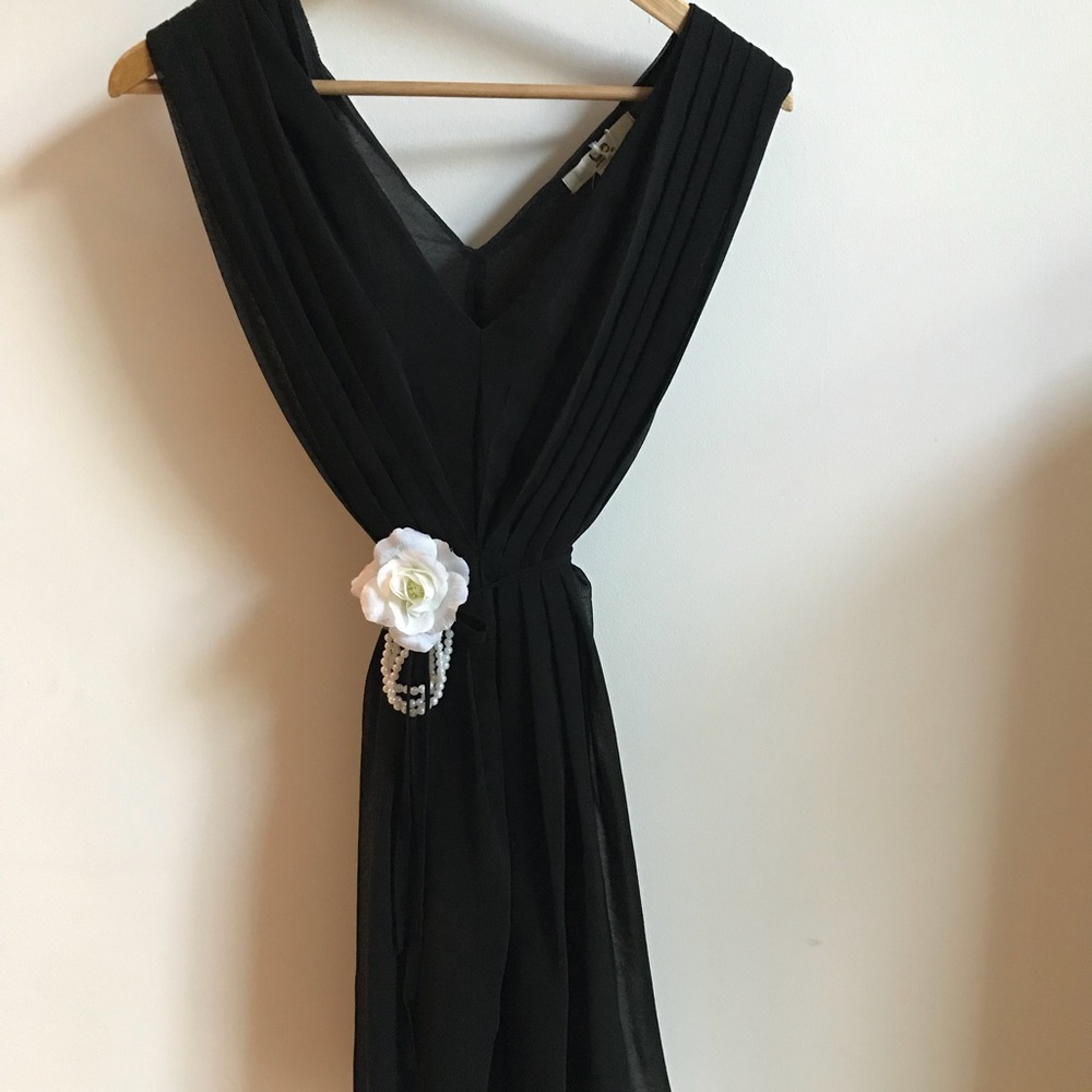 Black deep neck Grecian style dress